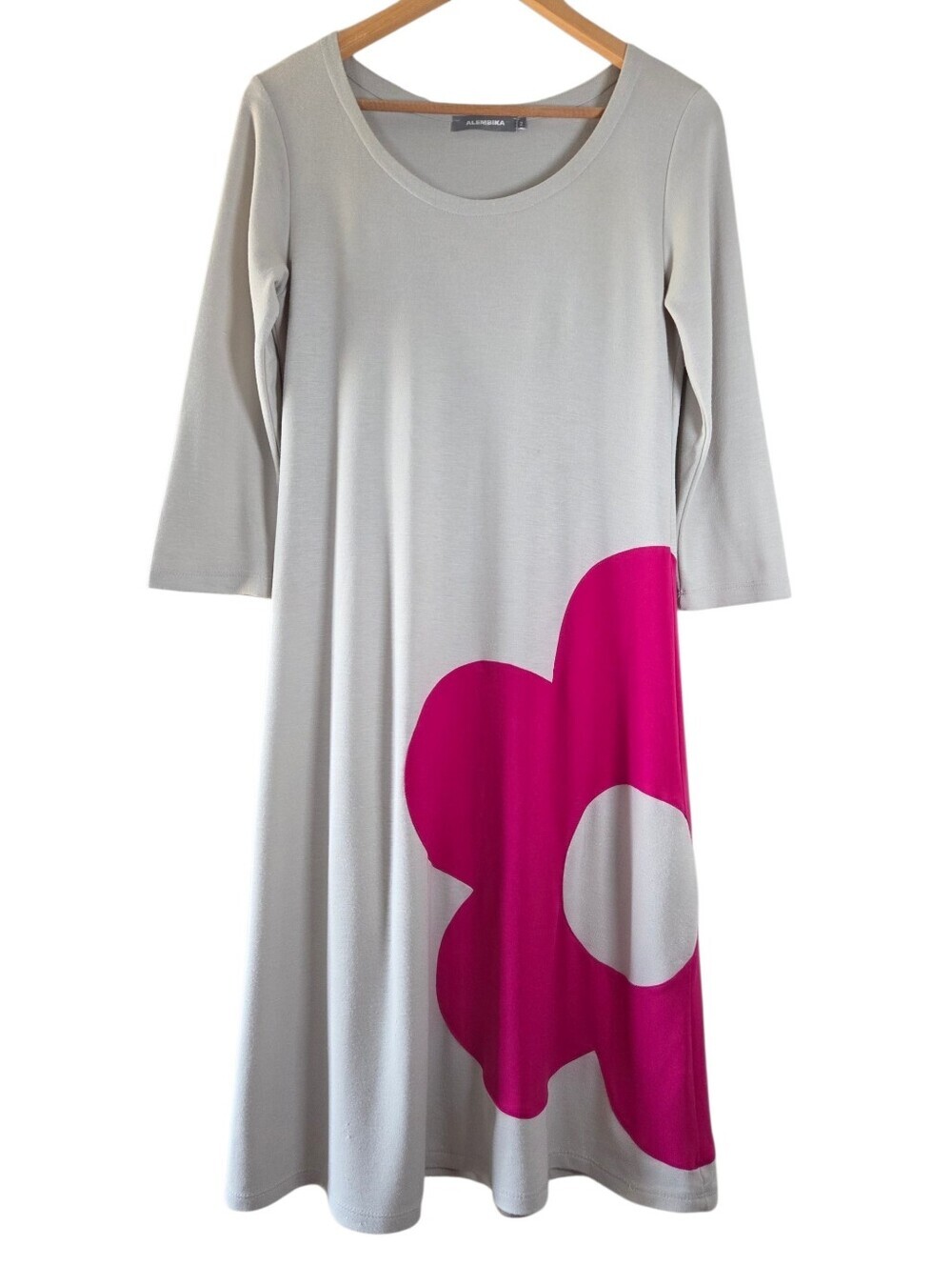 Alembika Midi Boho Gray Dress Size M Hippie Casual Oversized Chic Modern - Picture 2 of 15
